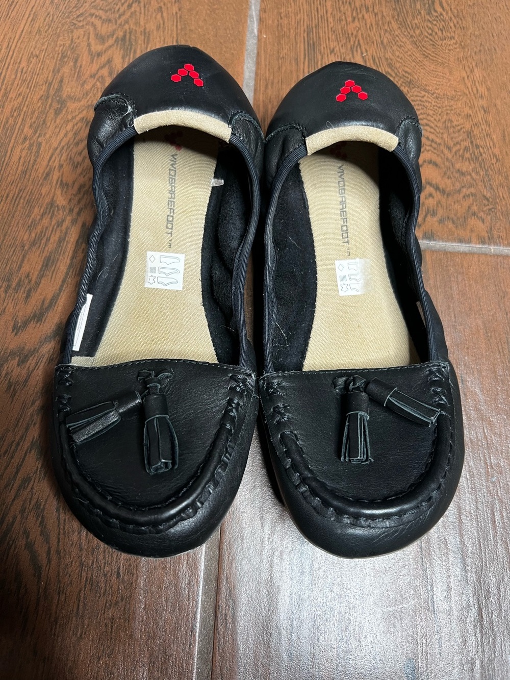 Vivobarefoot Black Leather Flats with Tassel Barefoot Zero Drop Shoes Womens 9